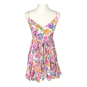 Storia Floral Strappy V-neck Flowy Romantic Belted Cottagecore Summer Sundress S